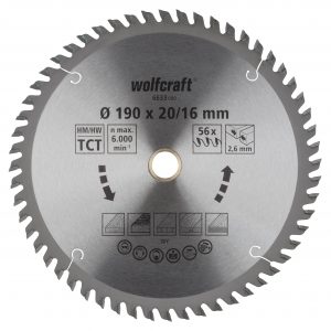 Wolfcraft pílový kotúč čisté rezy ø190x20,16 Z56 6633000